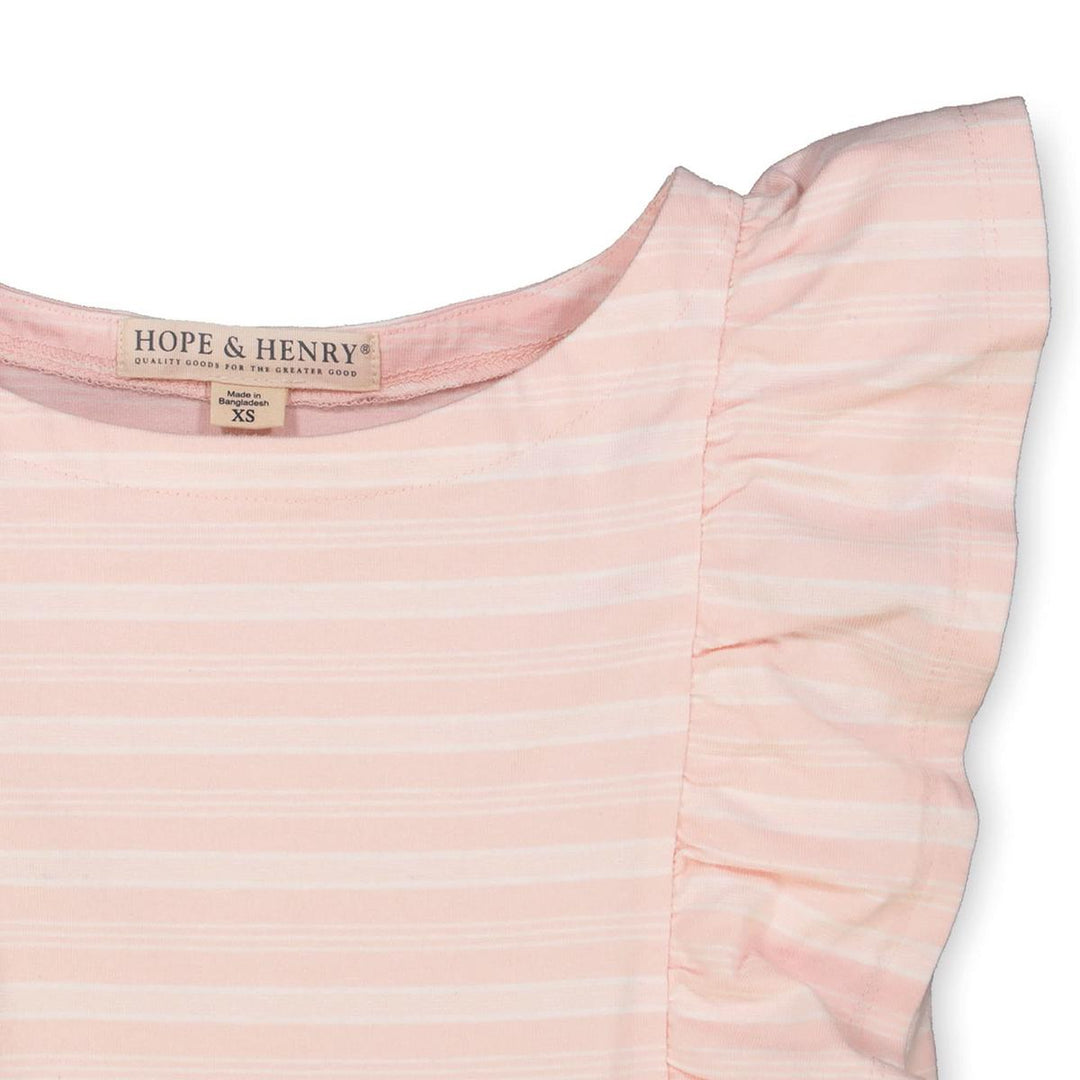 Ruffle Knit Top - Light Pink Stripe