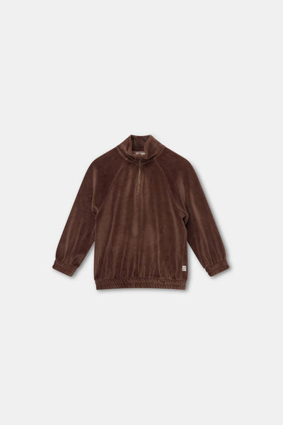 Velour sweatshirt - Brown - Zip-up Sweatshirt