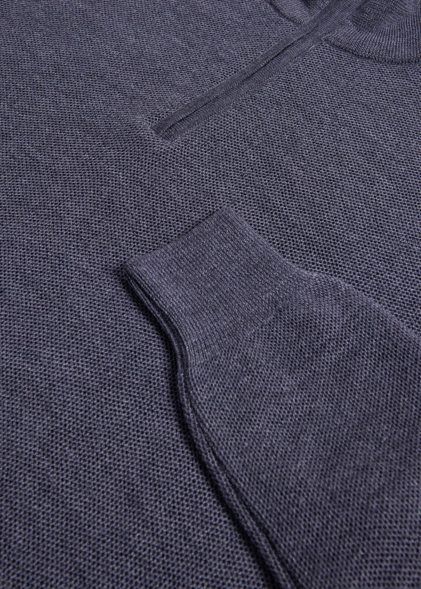 Merino Wool Quarter Zip Pullover - Grey