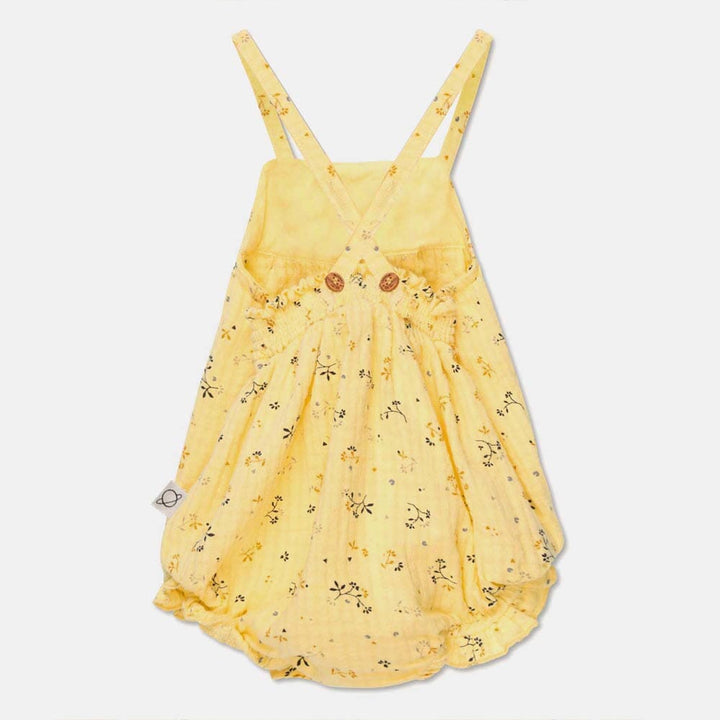 Muslin Floral Baby Romper - Yellow One Pieces My Little Cozmo 