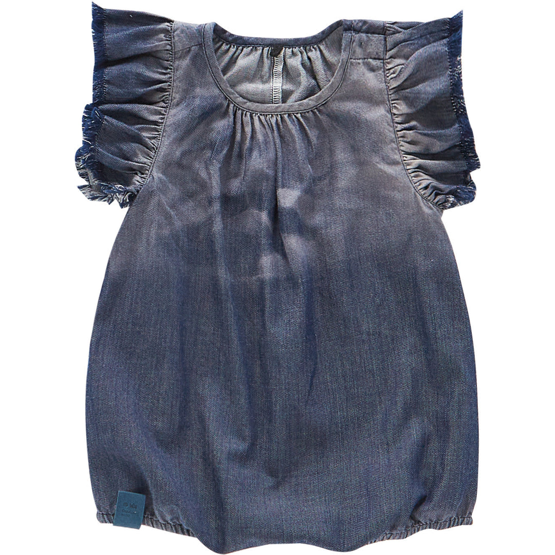 Denim Bubble Romper - Indigo