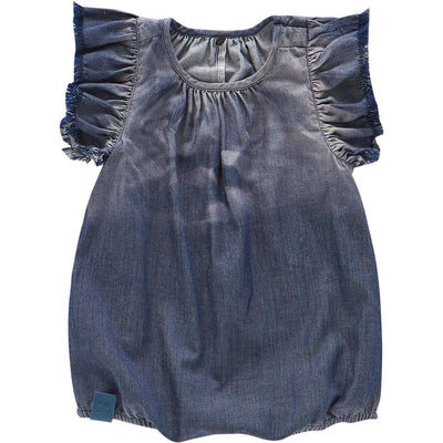 Denim Bubble Romper - Indigo