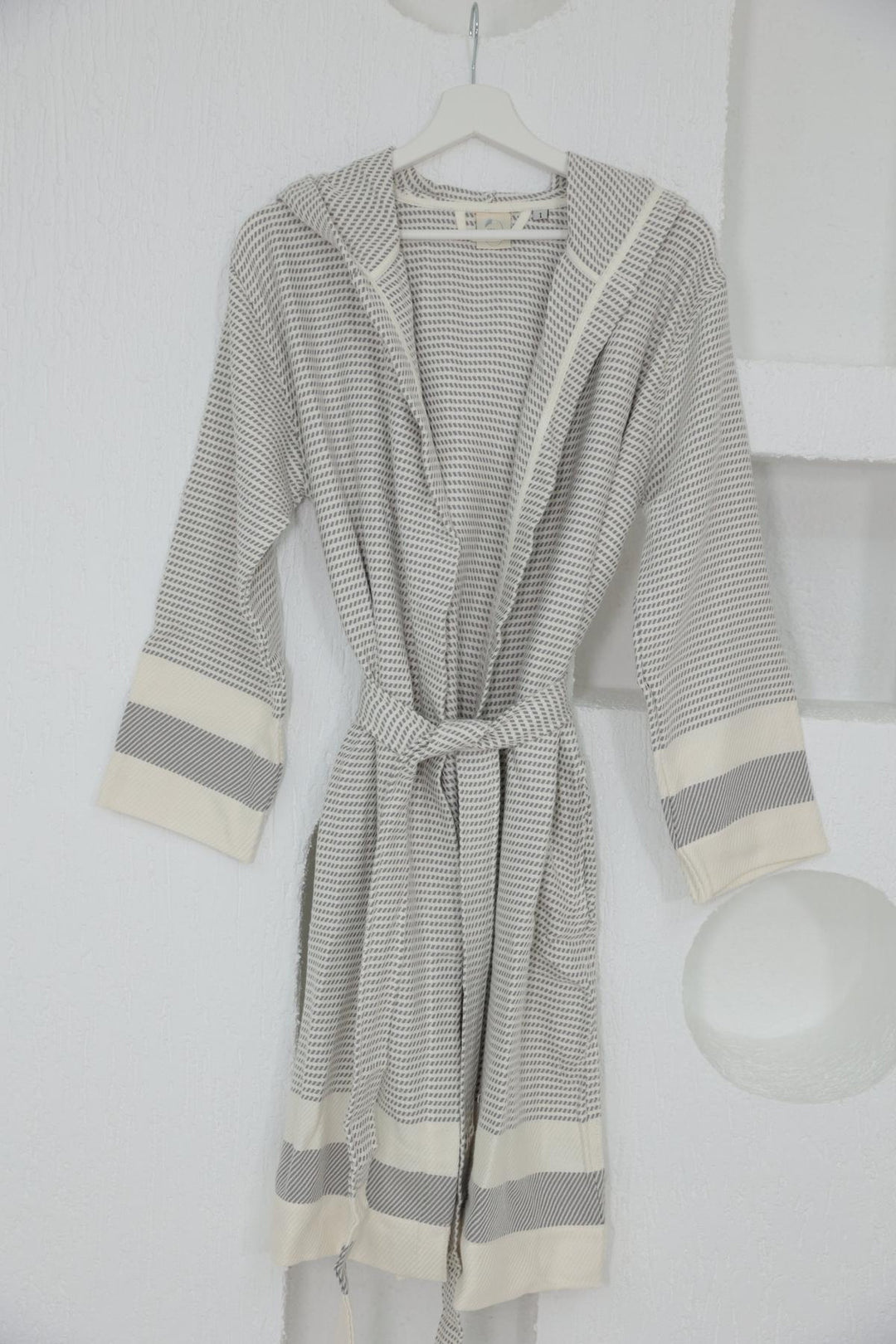 Cotton Gray & White Bathrobe