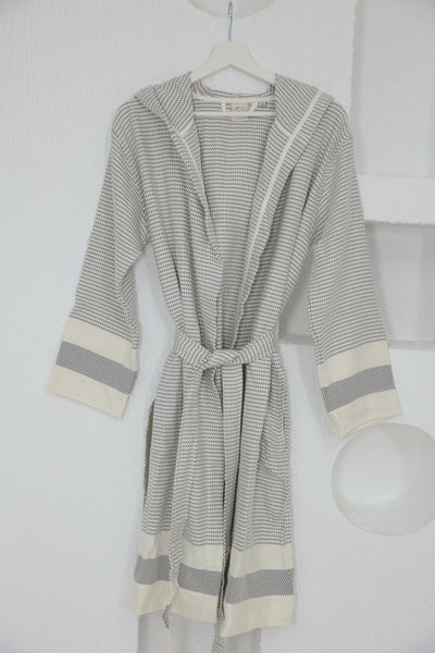Cotton Gray & White Bathrobe