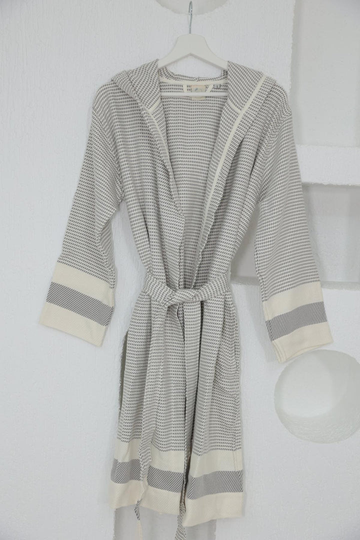 Cotton Gray & White Bathrobe