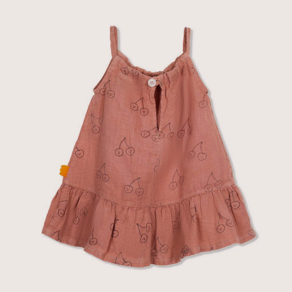 Cherry Baby Linen Dress - Mellow Pink