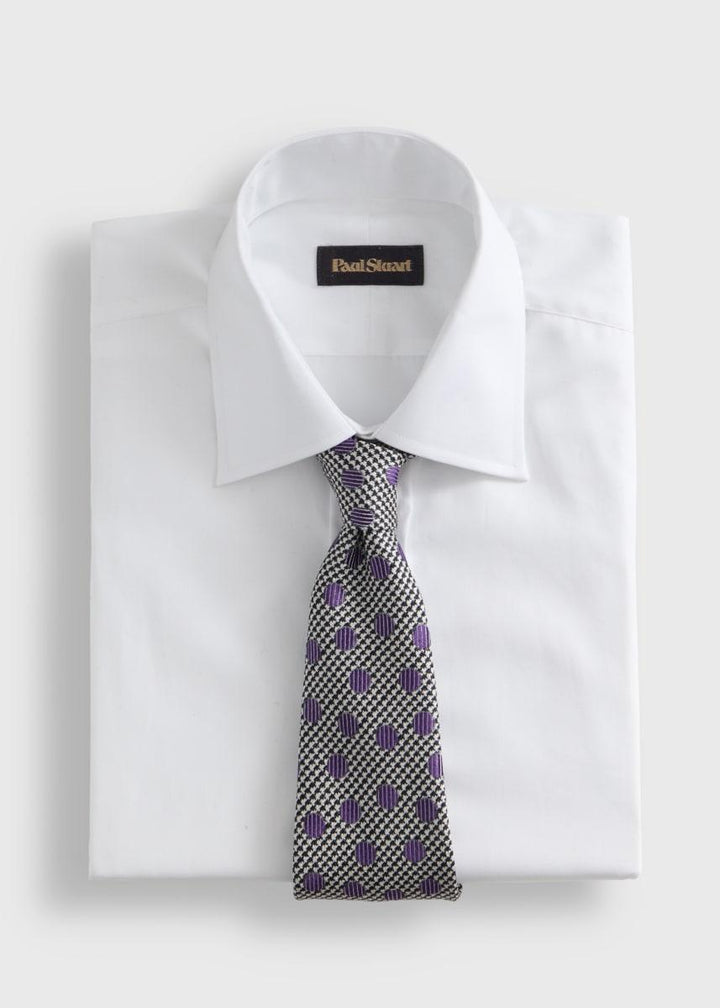 Circle and Houndstooth Silk Tie - Purple