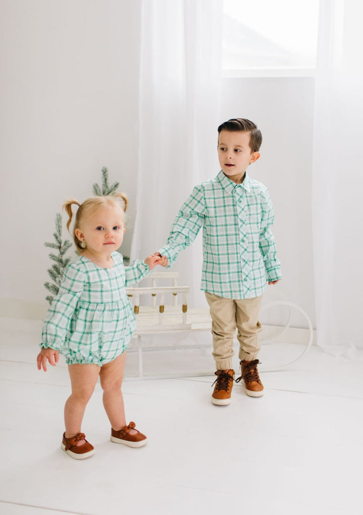 Boys Button Down - Winter Plaid