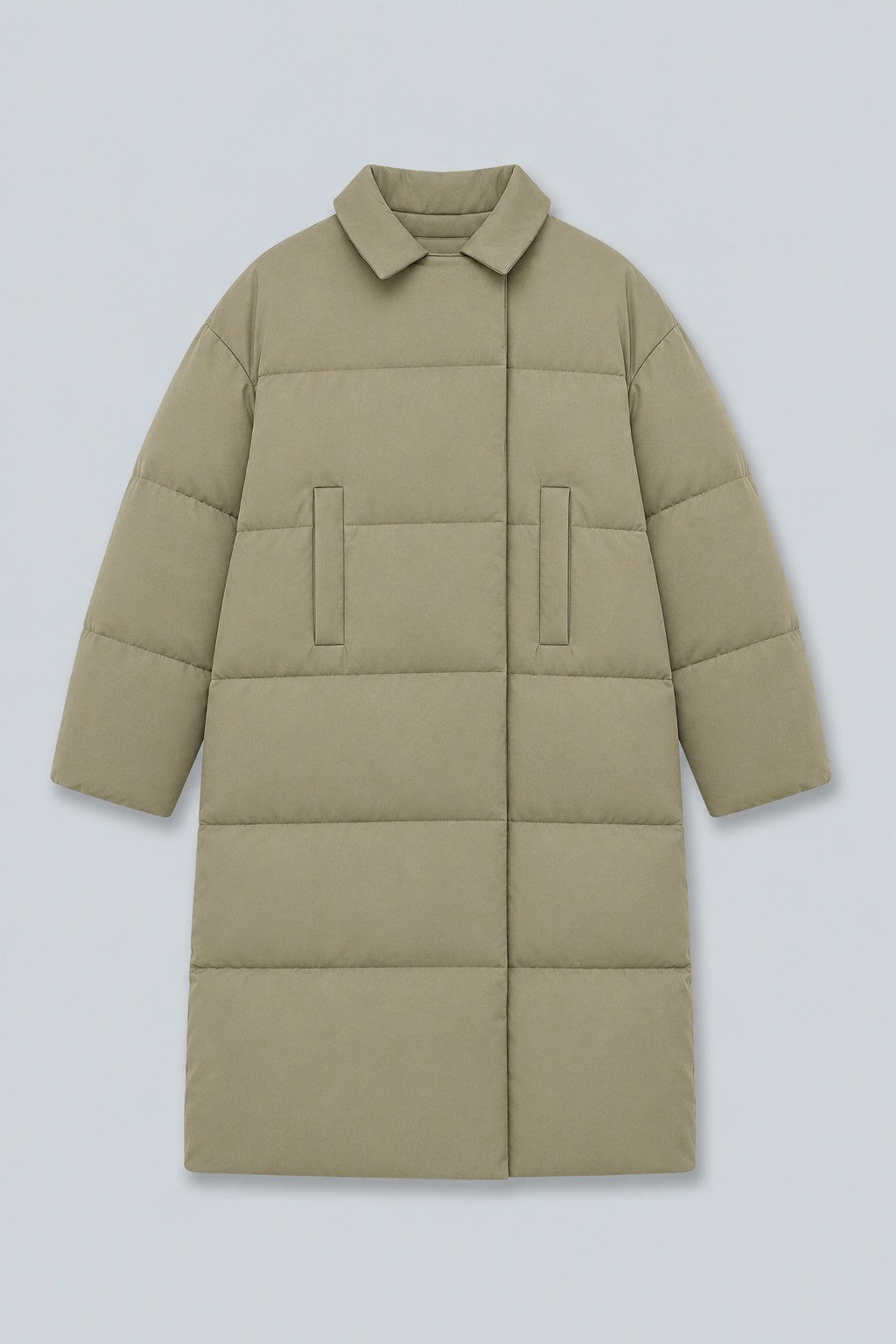 Long Puffer Coat - Sage