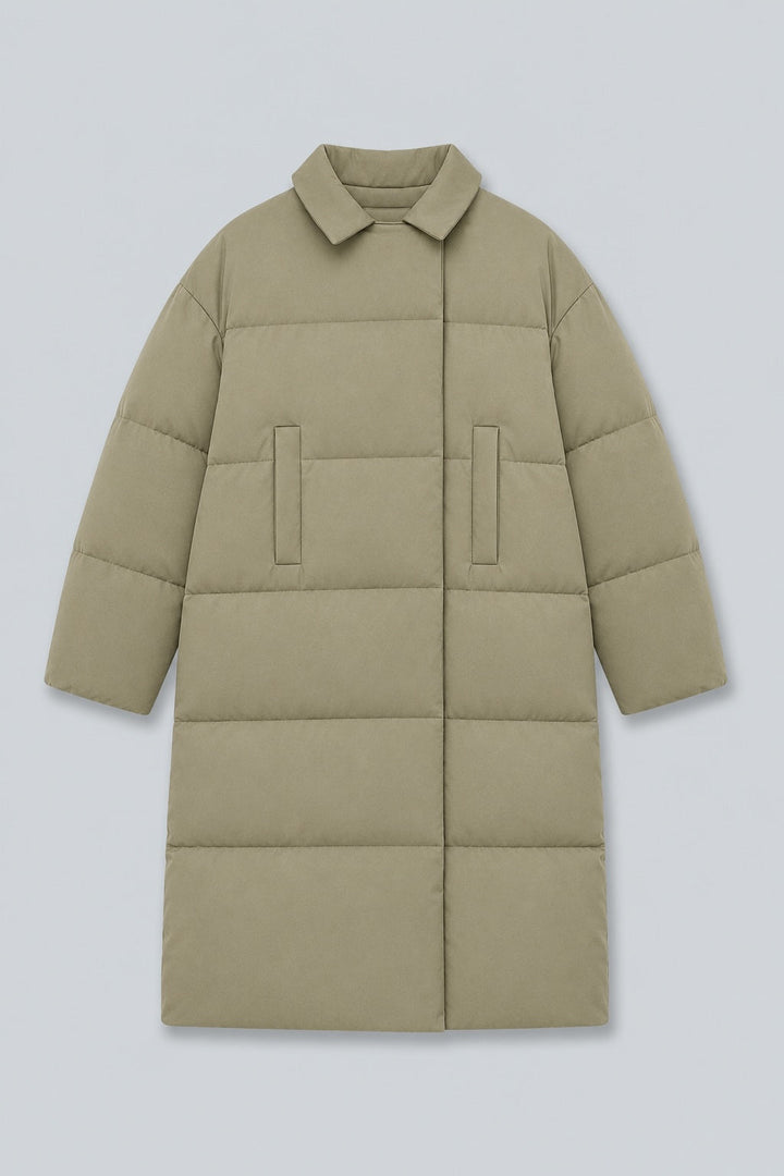 Long Puffer Coat - Sage