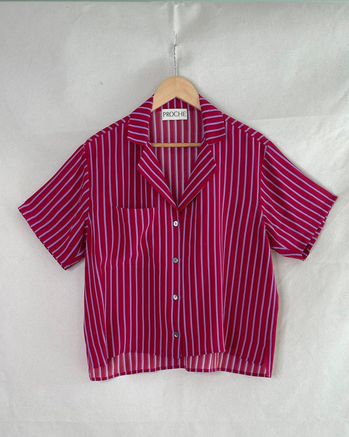 Silk Lounge Shirt - Red Stripe