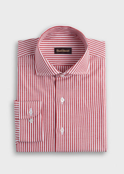 Bengal Stripe Cotton & Linen Sport Shirt - Red