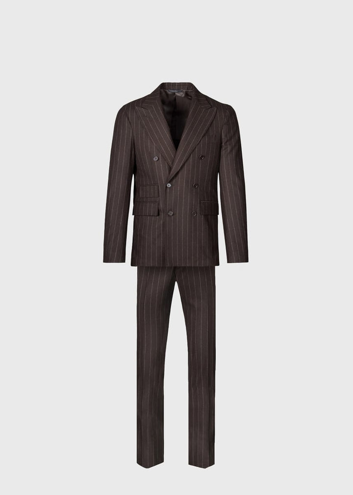 Chalk Stripe Flannel Suit - Brown