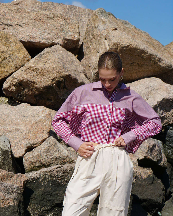 Ellie Button Down- Gingham - Red