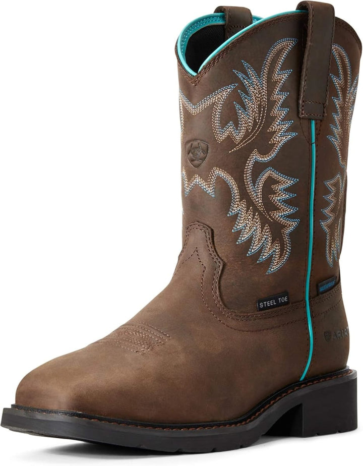 Krista Waterproof Steel Toe Work Boot - Dark Brown