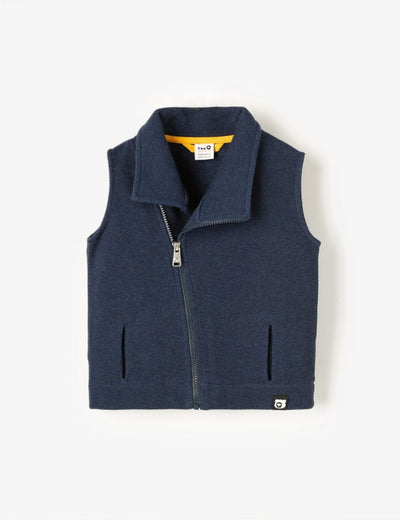Organic Cosy Terry Zip-Up Vest - Denim Marl