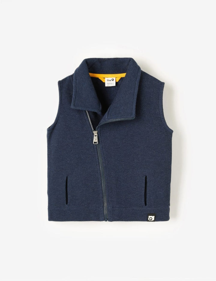 Organic Cosy Terry Zip-Up Vest - Denim Marl