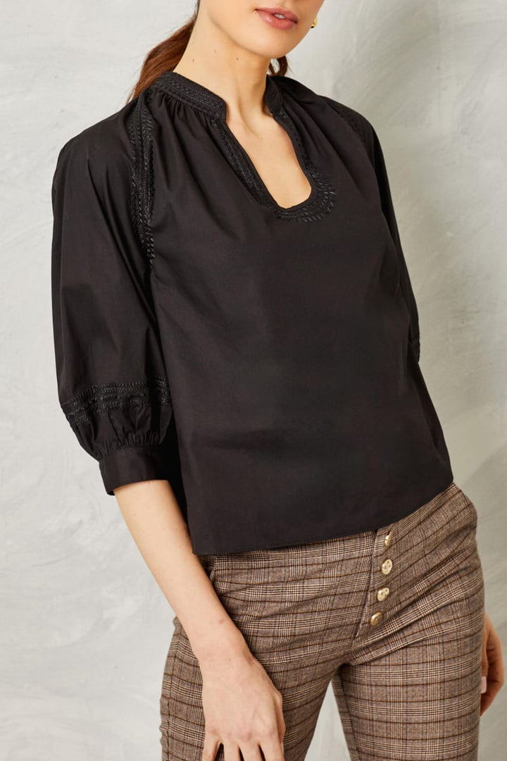 Eleanor Top - Cotton Poplin-Moonless Night