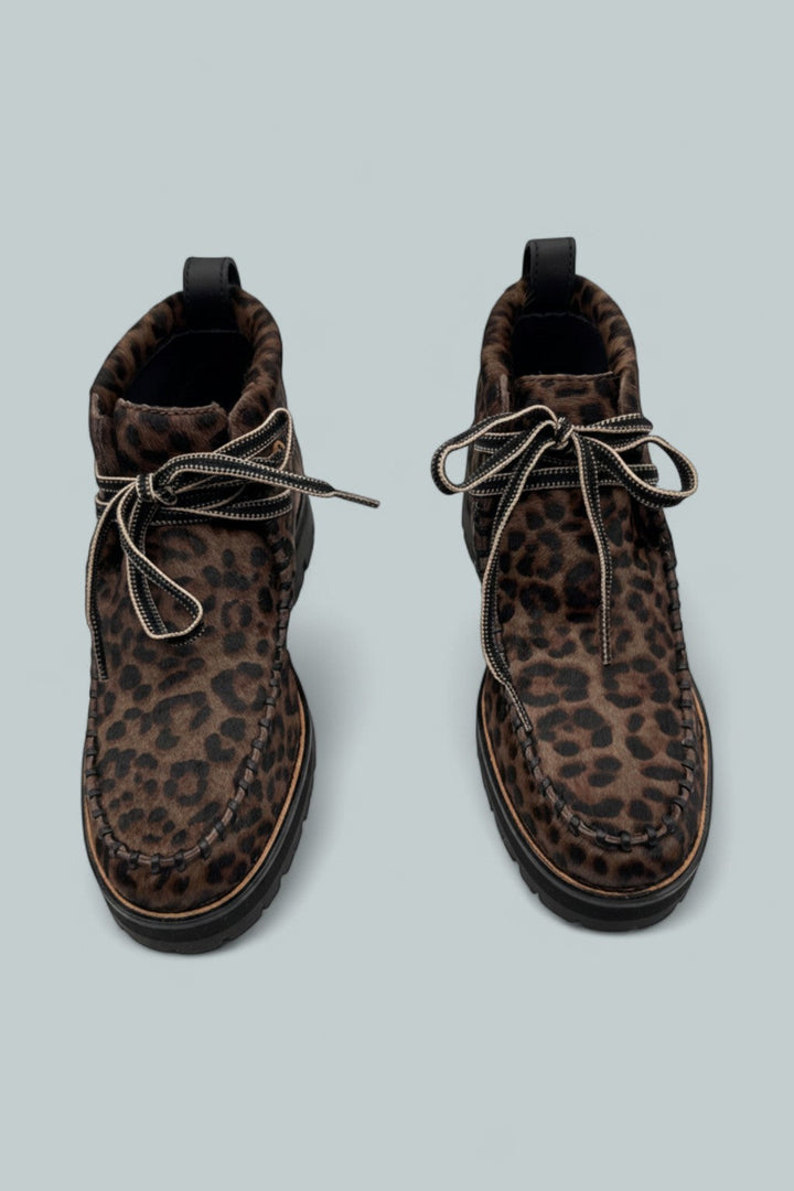 Women's Cameron Calf Hair Moccasin Booties - Leopard Calf Hair