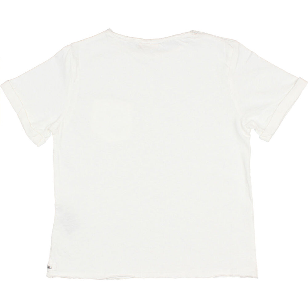 Pocket Rolled Sleeves Linen Tee Shirt - White
