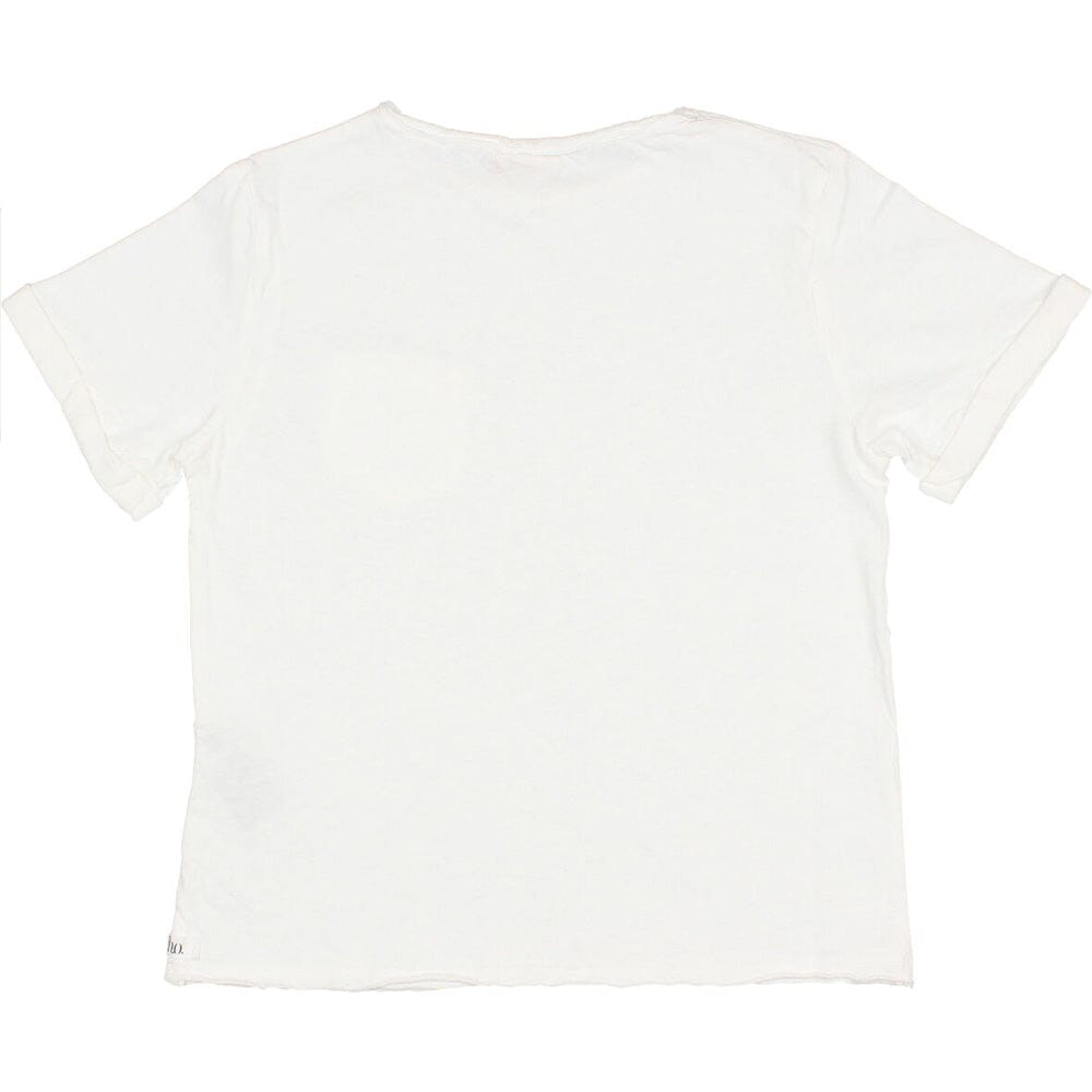 Pocket Rolled Sleeves Linen Tee Shirt - White Tops Buho 