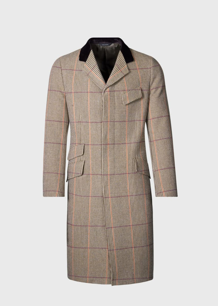 Russel Plaid Overcoat - Brown
