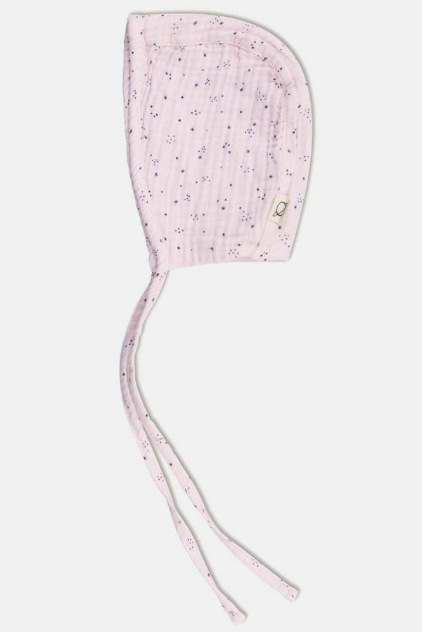 Gauze star-print baby bonnet - Pink