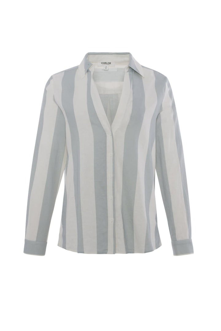 Striped Frida Linen Button Up Shirt - Limestone