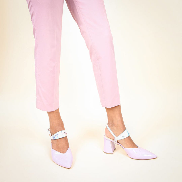Lilac Gloss V Mule + Marble Elsie - Purple