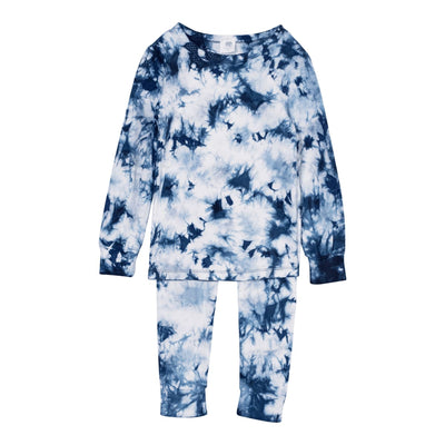 Long John Pajama Set - Navy Tie Dye