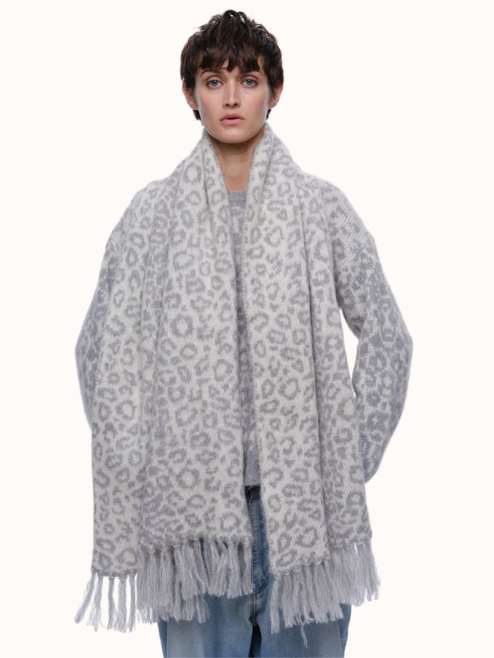 Cristobal Leopard Blanket Scarf - Cream