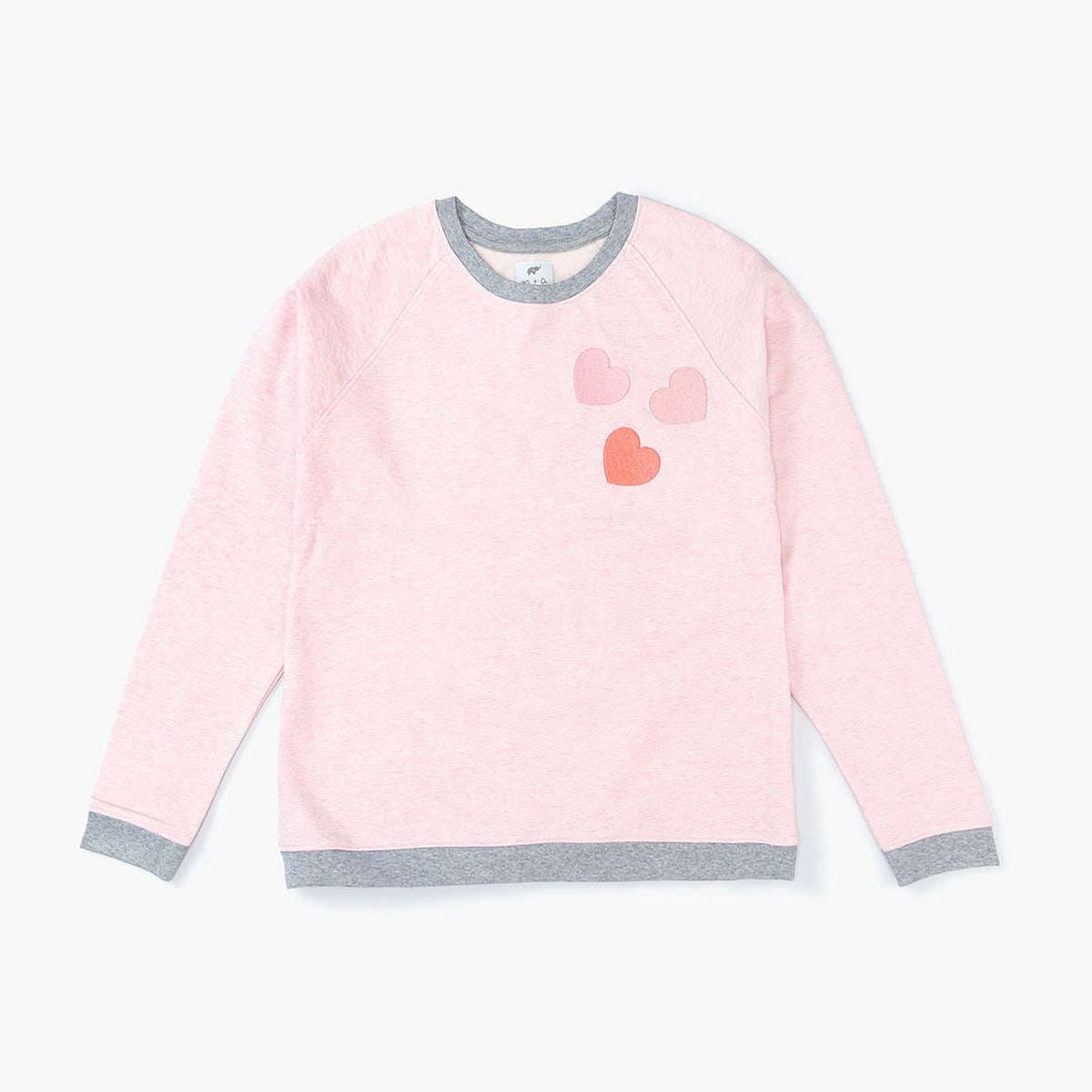 Adult Embroidered Crewneck Sweatshirt - Valentine's Day Pink Hearts