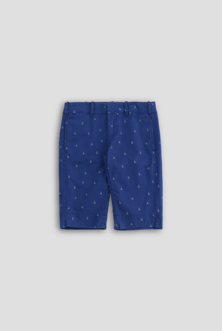 Boat Print Long Short - Royal Blue