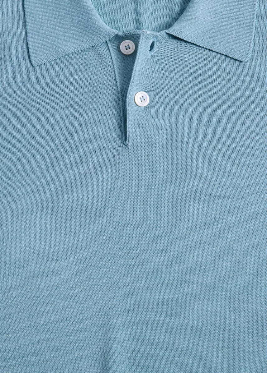 Short Sleeve Silk Polo - Seafoam - Polo