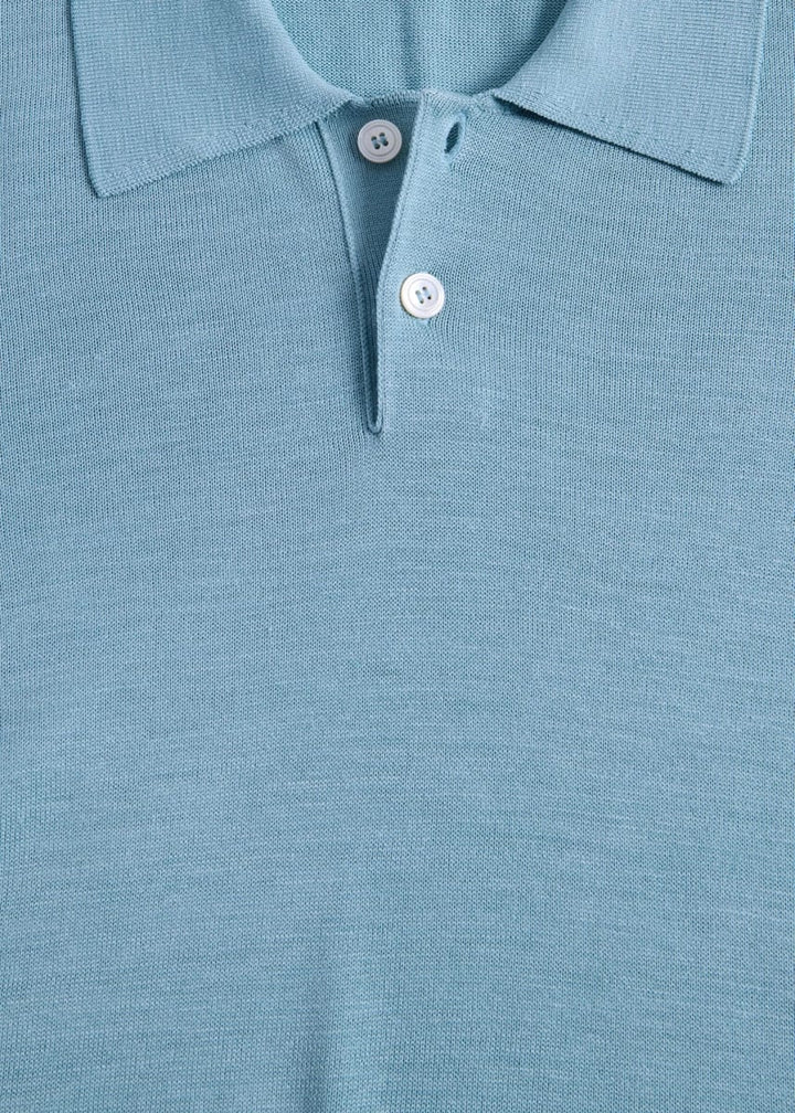 Short Sleeve Silk Polo - Seafoam - Polo