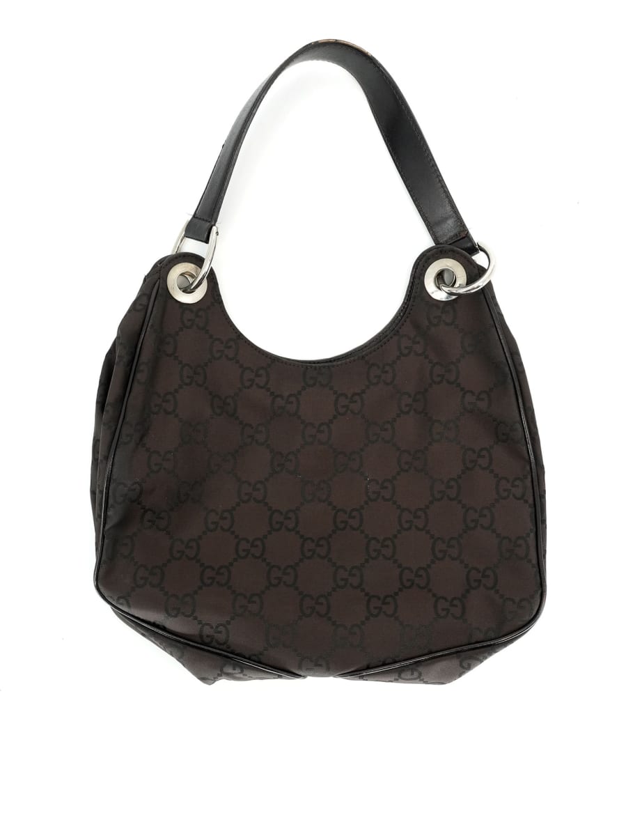 Pre-Owned Gucci GG Nylon Hobo Shoulder Bag - Brown