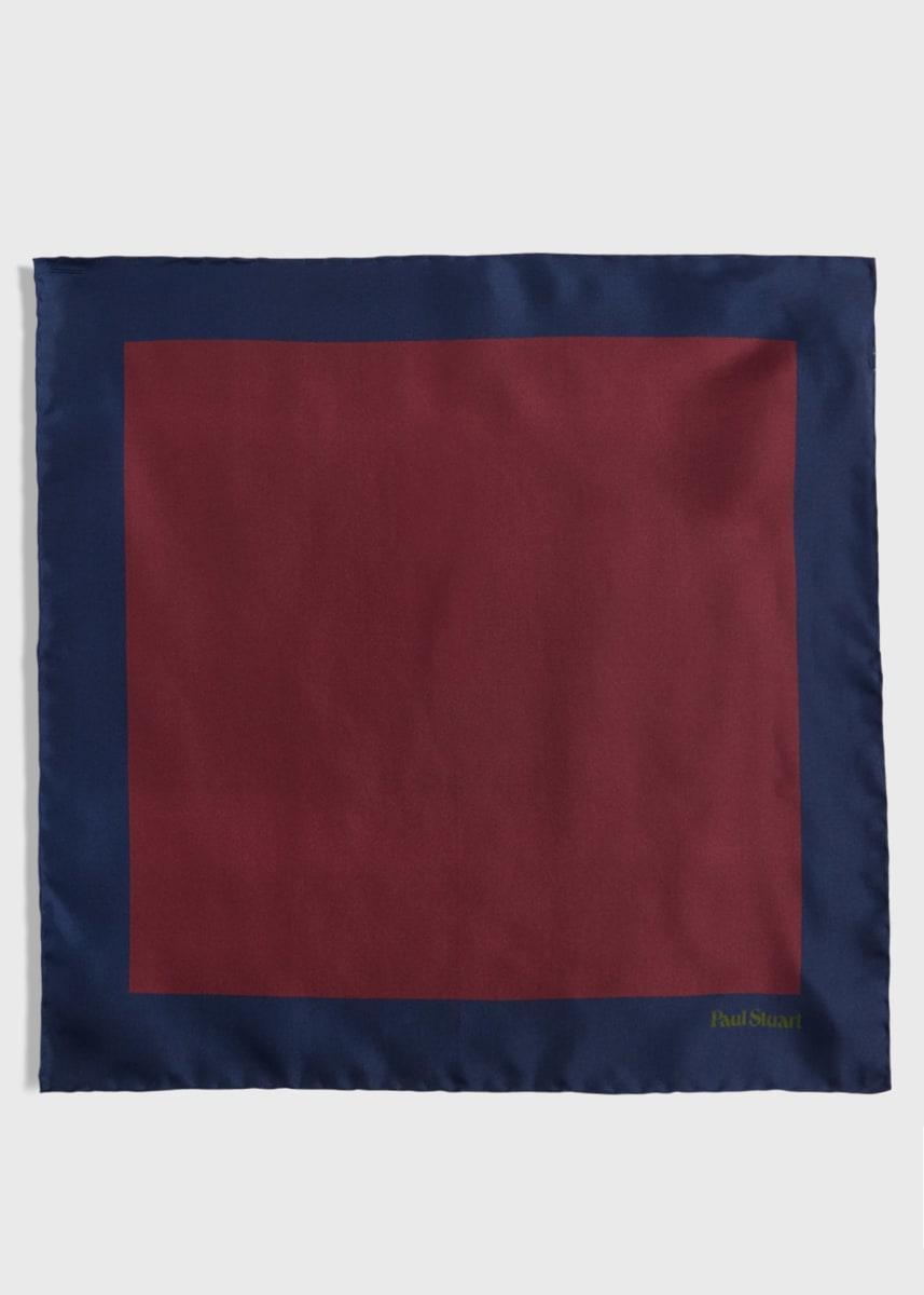 Printed Silk Color Block Pocket Square - Burgundy