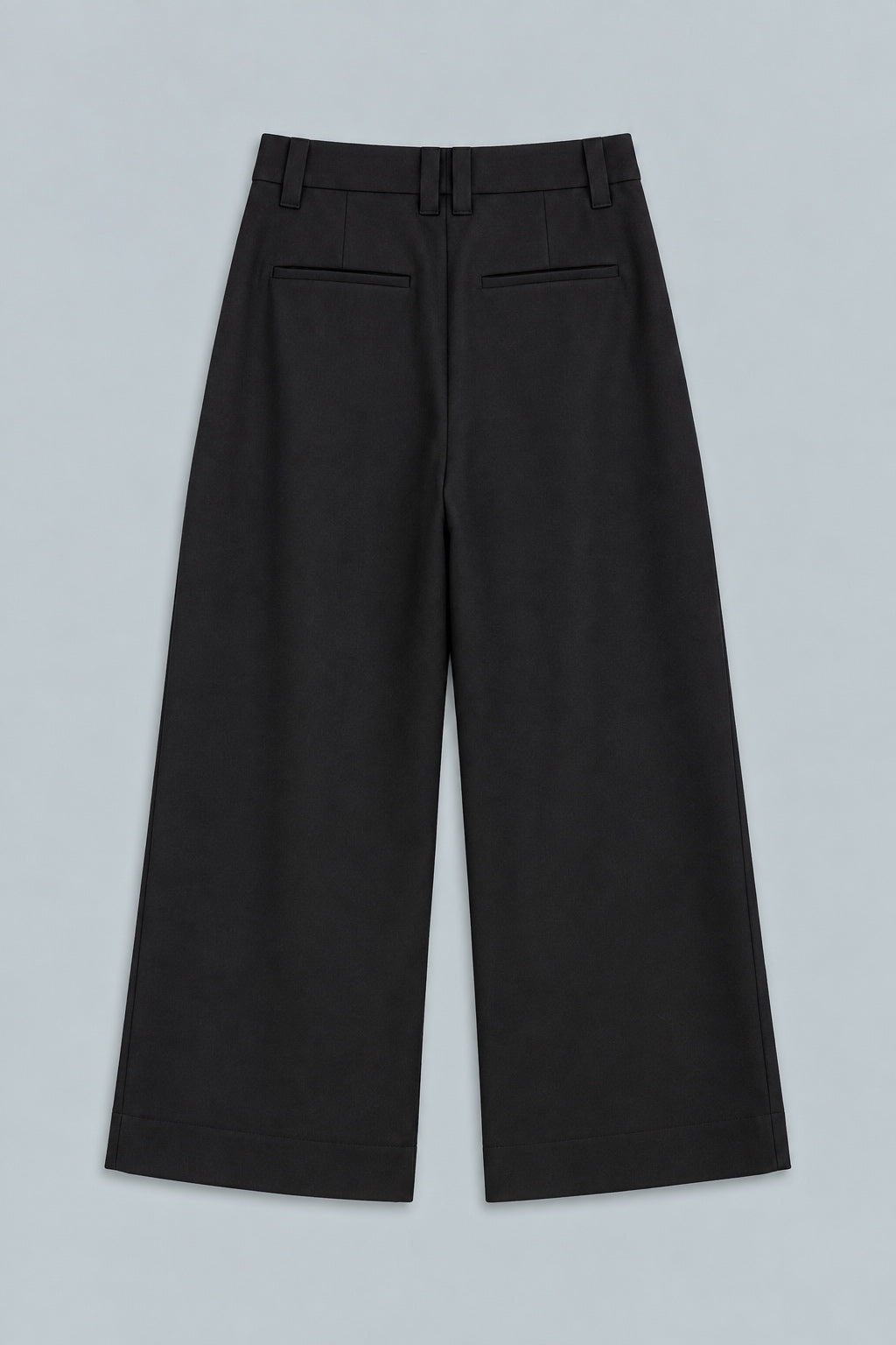 Melange High Waisted Wide Leg Pants - Black