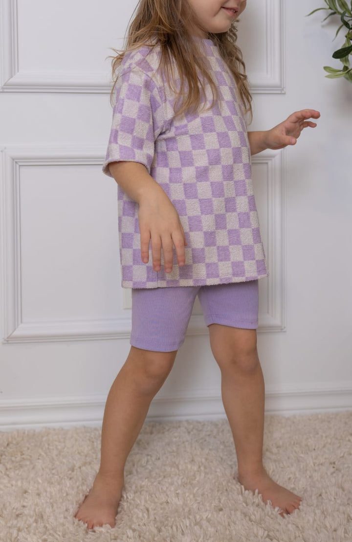Grow With Me Biker Shorts - Lavender Macaron Rib
