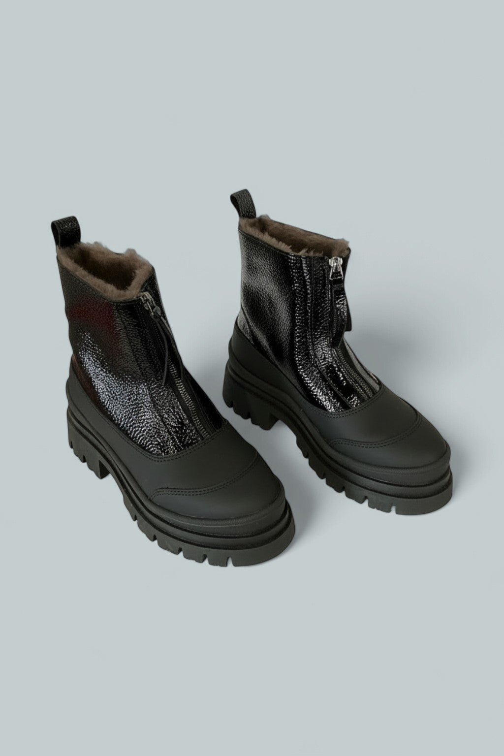 Women's Caleb Boots - Black Pebbled Patent