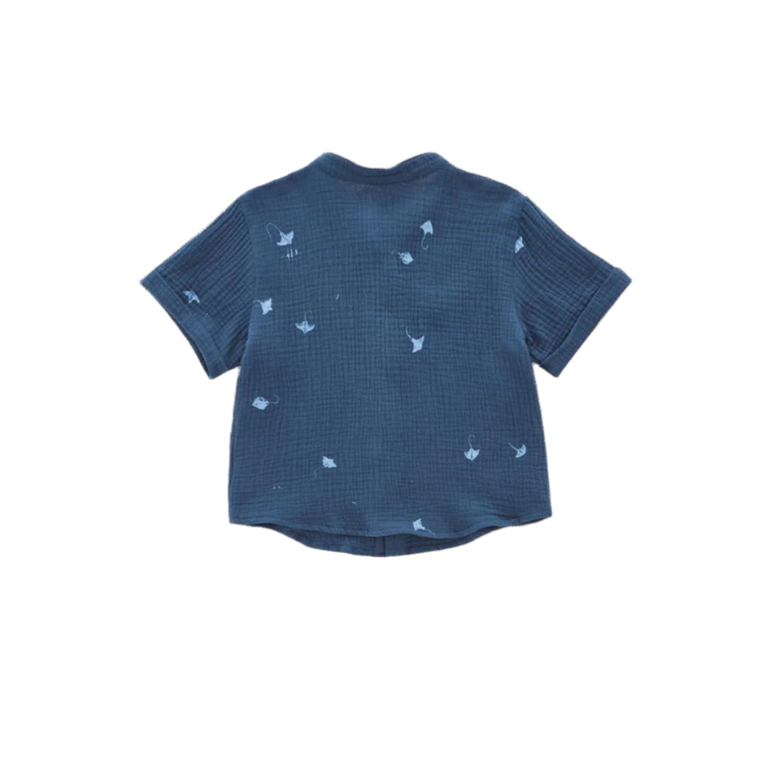 Gauze Button Up Shirt - Navy