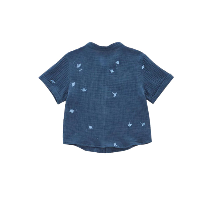 Gauze Button Up Shirt - Navy