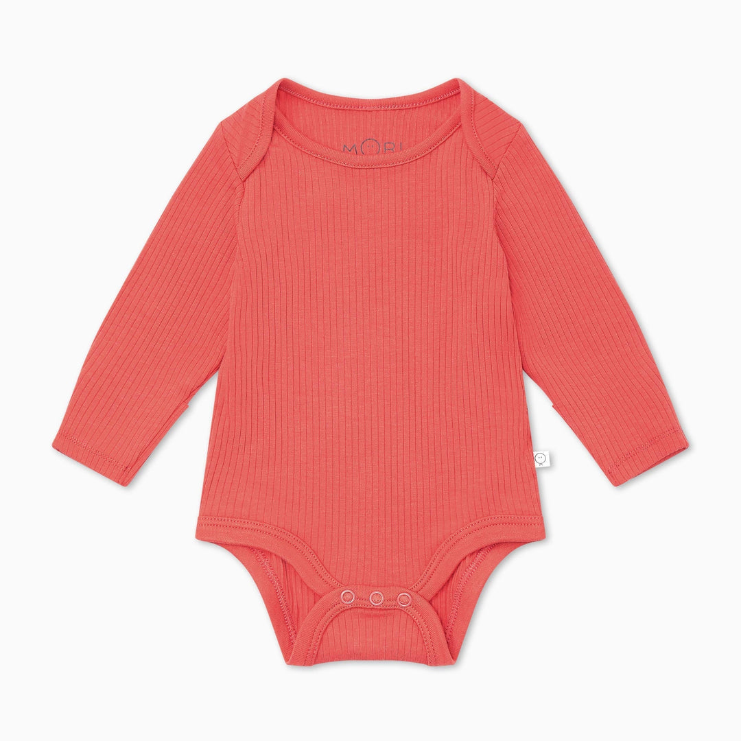 Ribbed Long Sleeve Bodysuit - Spiced Coral