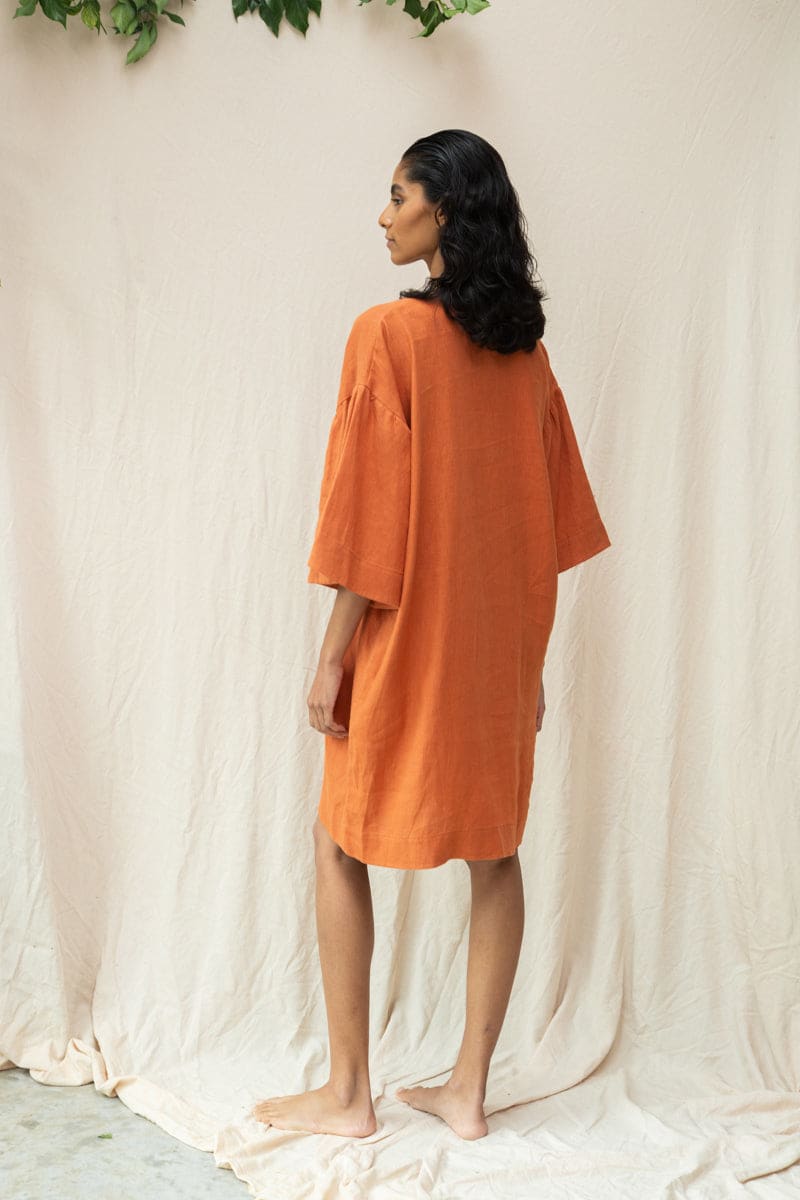 Isolde-May Linen Dress - Terracotta