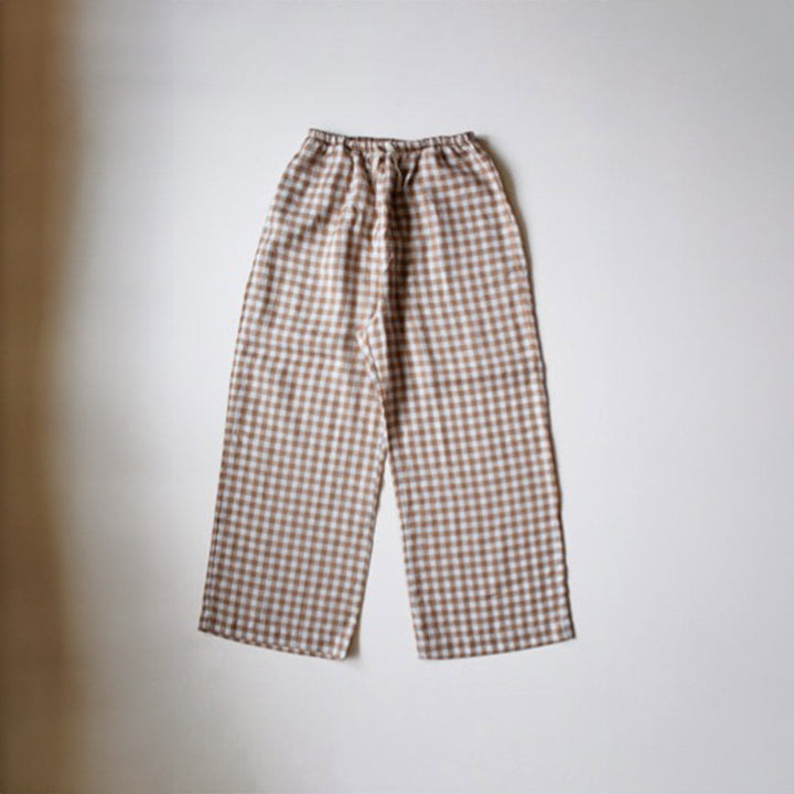 The Women's Essential Linen Trouser - Bronze Gingham