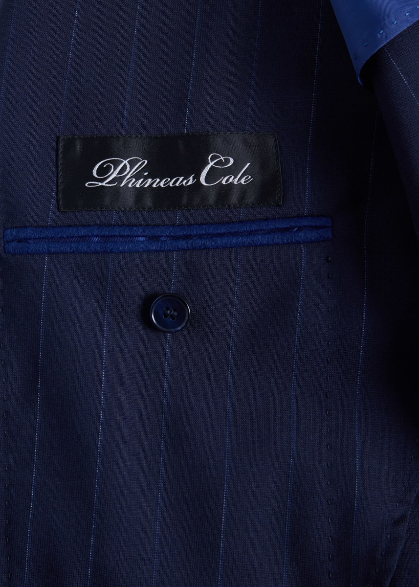 Stripe Wool Stretch Suit - Navy