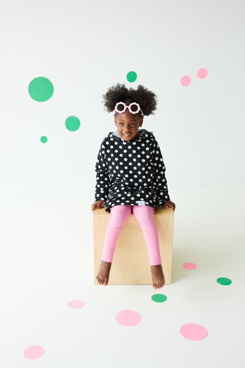 Grow With Me Hoodie - Black + Polka Dots