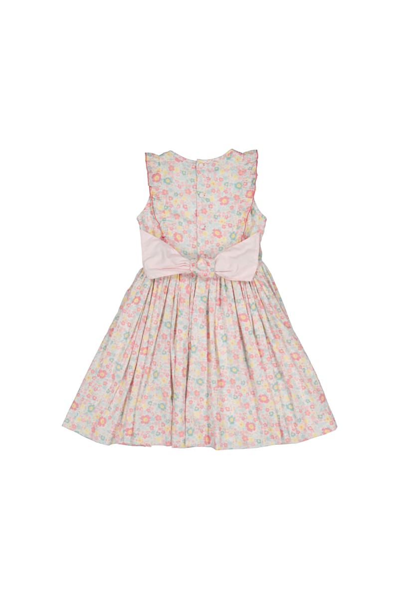 Marguerite Frilled Sleeveless Smocked Dress - Pink Floral