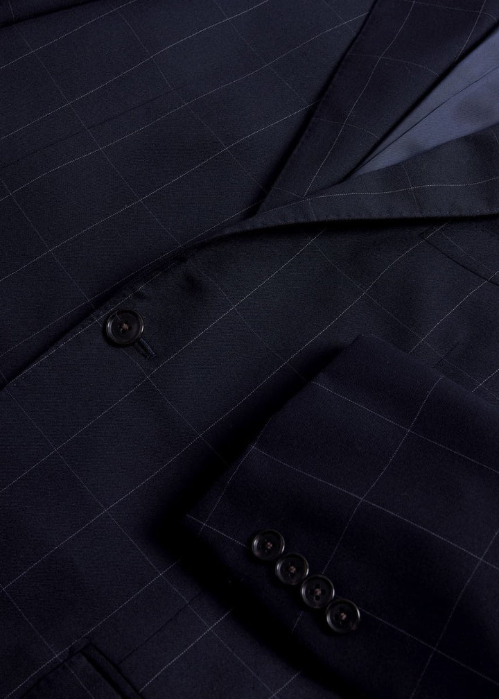 Wool Windowpane Suit - Navy