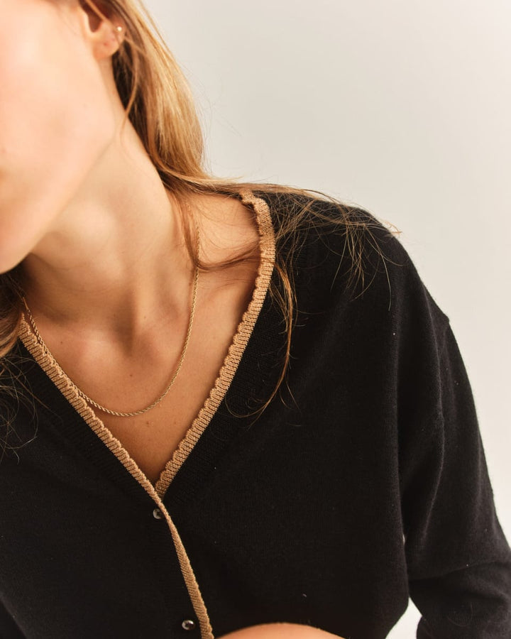 Elissa Cardigan - Noir/Camel